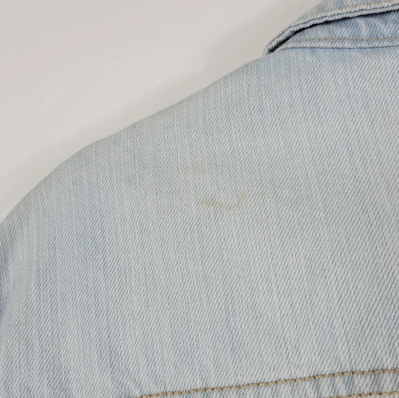 Primark Distressed Blue Denim Jean Jacket Size Large - Picture 8 of 8